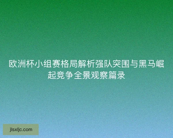 欧洲杯小组赛格局解析强队突围与黑马崛起竞争全景观察篇录